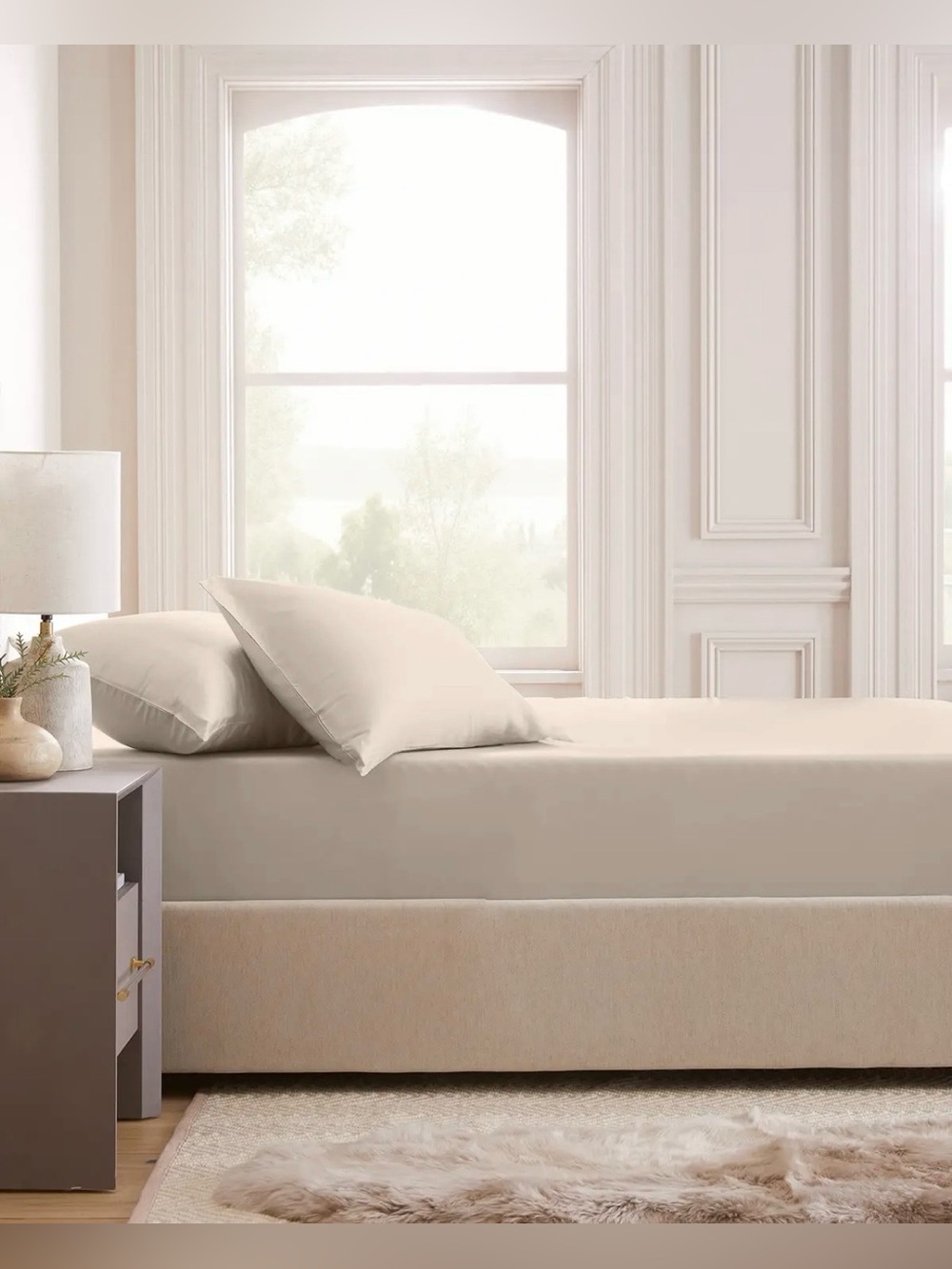 QUINCE BAMBOO FITTED 3 PIECE FITTED SHEET SET KING SAND New in Bag